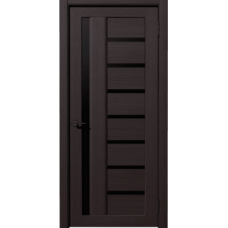 Дверь межкомнатная Дубрава Сибирь Рада ВЕРТИКАЛЬ Орех темный, стекло черное